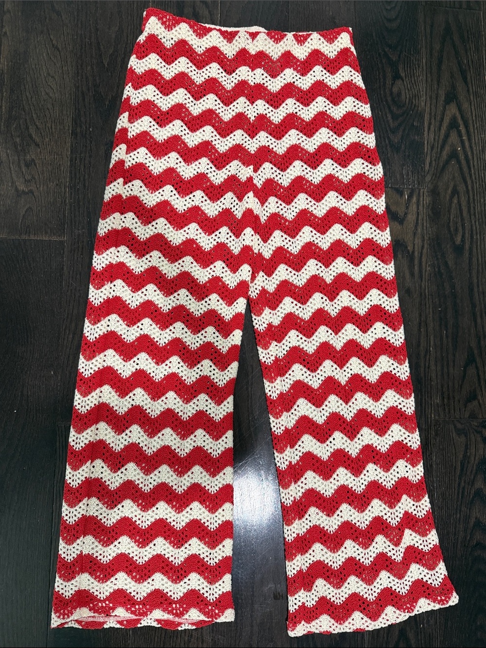 H&M Red and White Crochet Swim Coverup Pants never used